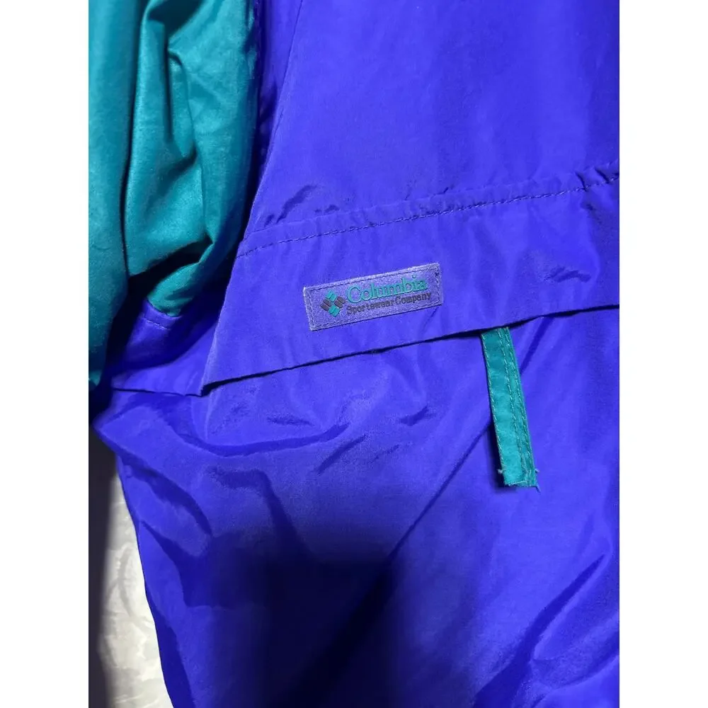 VTG Columbia Coat Large Blue Purple Gizmo Radial Sleeve Reversible Zip in Liner